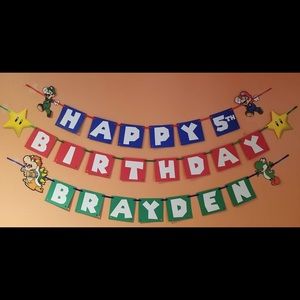 Super Mario Birthday Banner